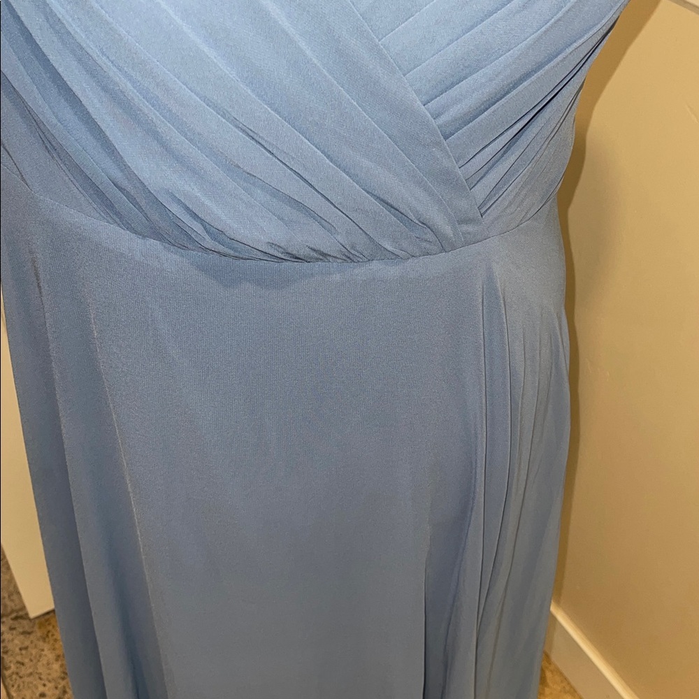 David’s Bridal SPAGHETTI STRAP FULL SKIRT Plus size 22 Gown Steel Blue - Picture 5 of 8